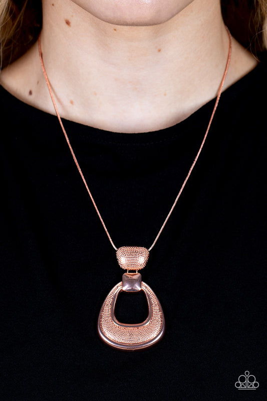 Park Avenue Attitude - Copper Teardrop Pendant Short Necklace