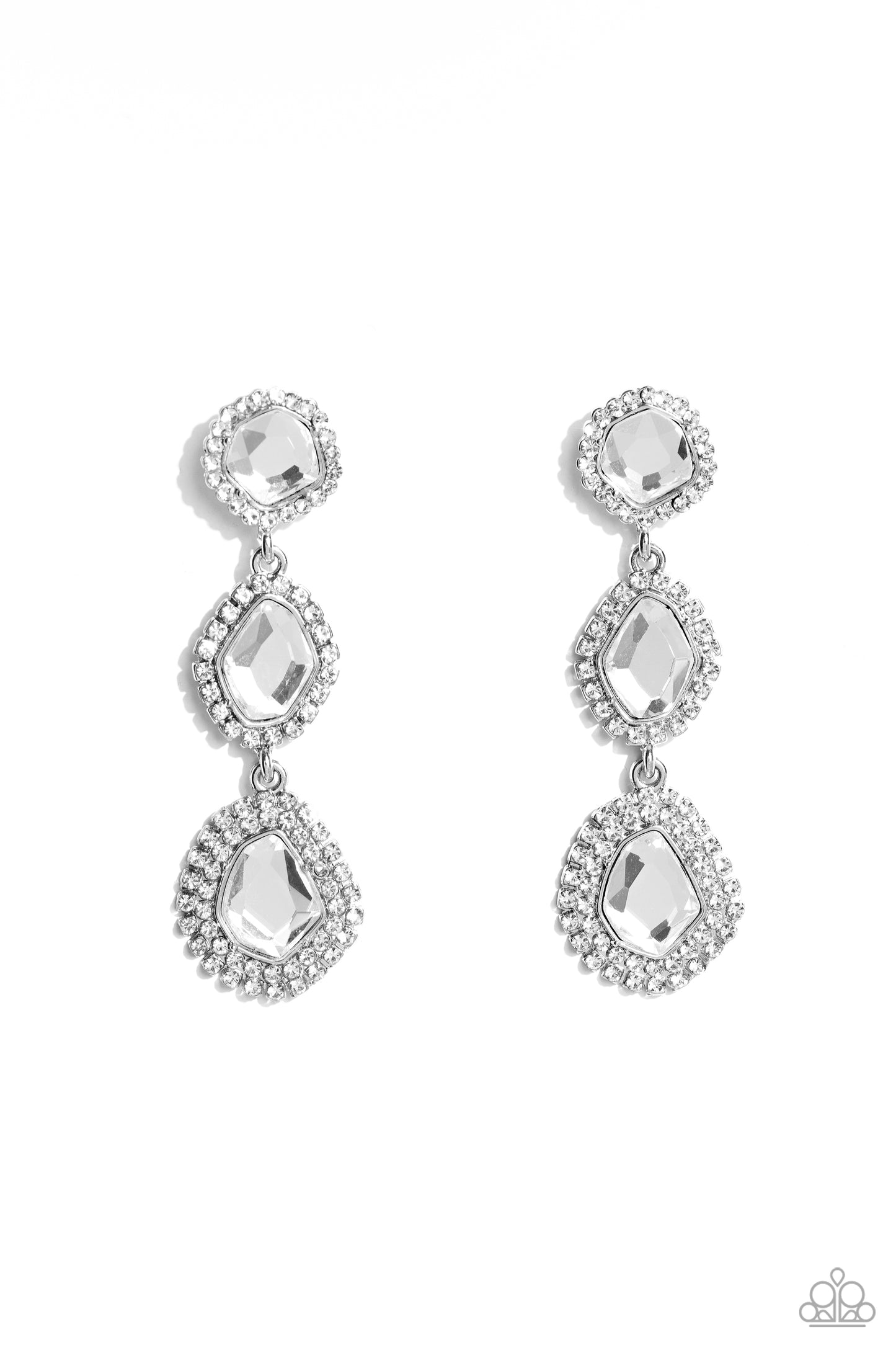 Prove Your ROYALTY - White Gem Silver Post Earrings