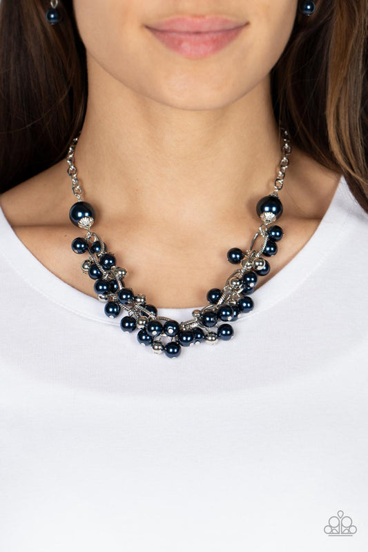 Party Crasher - Blue Pearl Silver Short Necklace