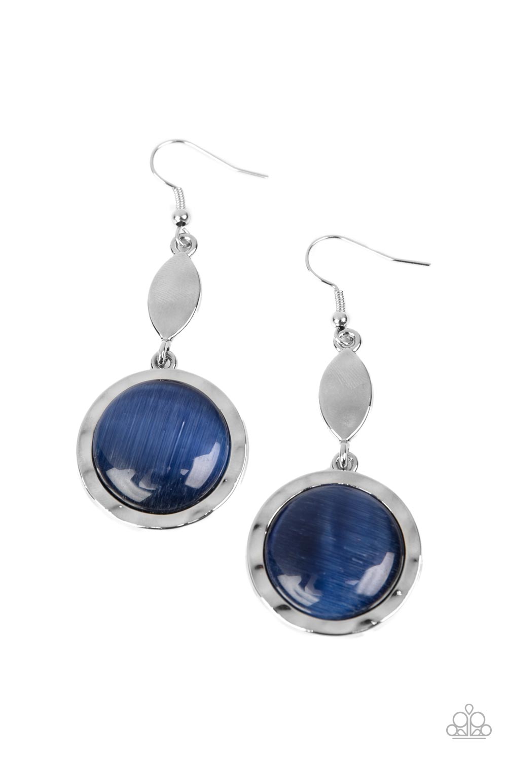 Magically Magnificent - Blue Cat's Eye Stone Silver Fishhook Earrings