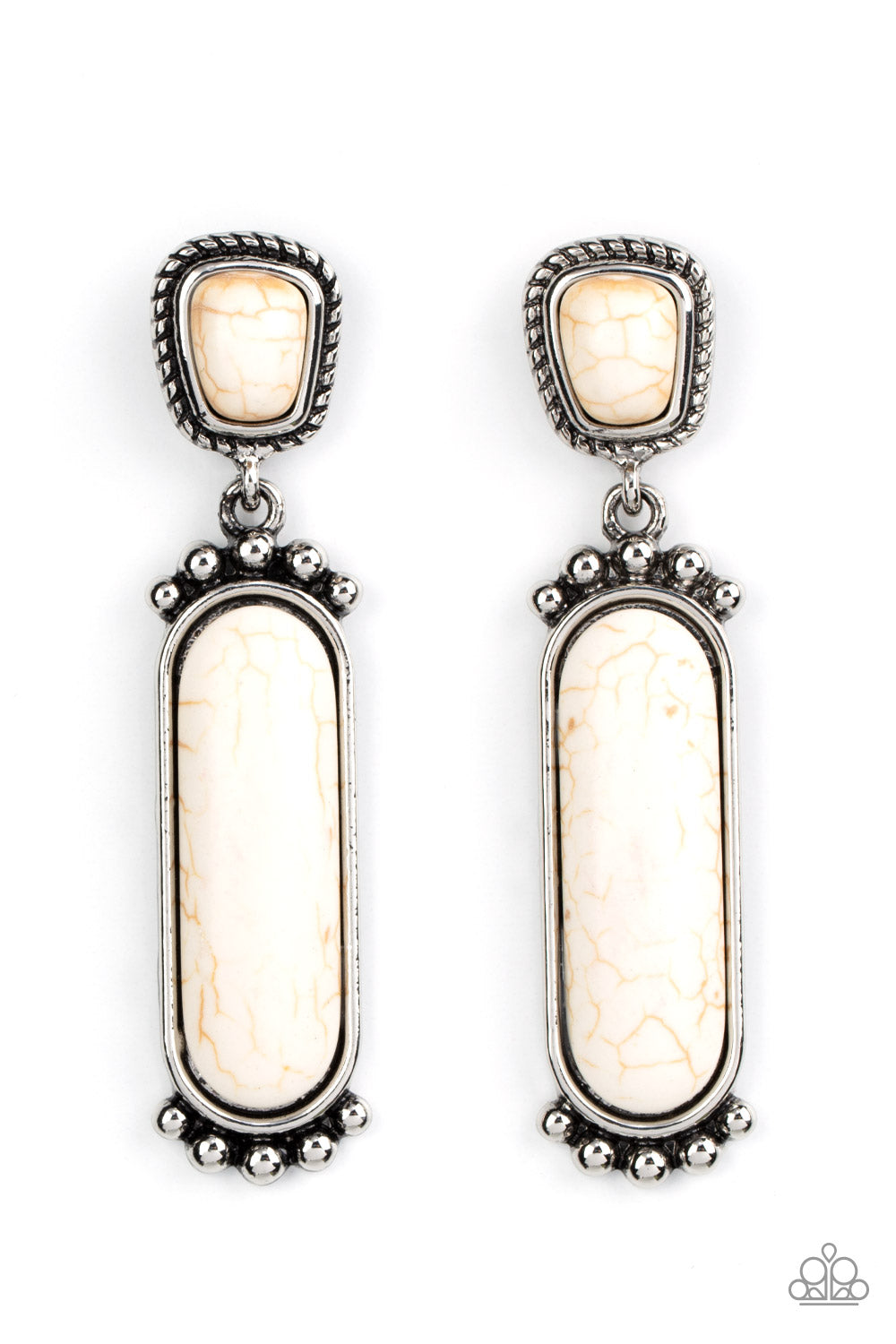 Southern Charm - White Stone Silver Post Earrings