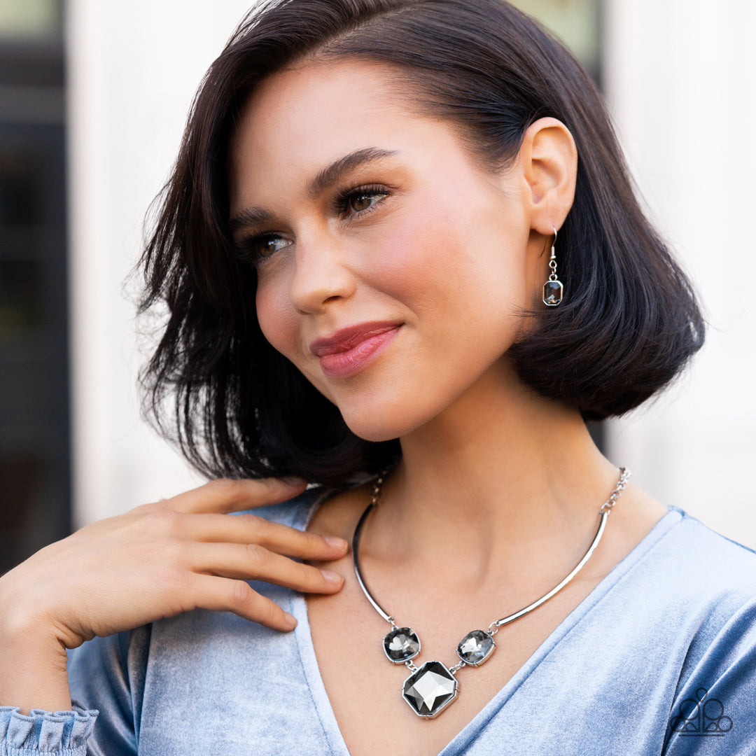 Divine IRIDESCENCE - Silver Hematite and Smoky Gem Short Necklace