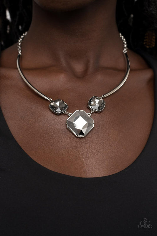 Divine IRIDESCENCE - Silver Hematite and Smoky Gem Short Necklace