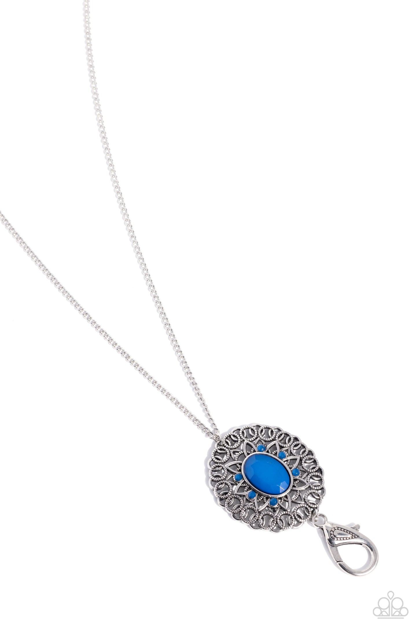 Solar Stunner - Blue Bead Silver Lanyard Necklace