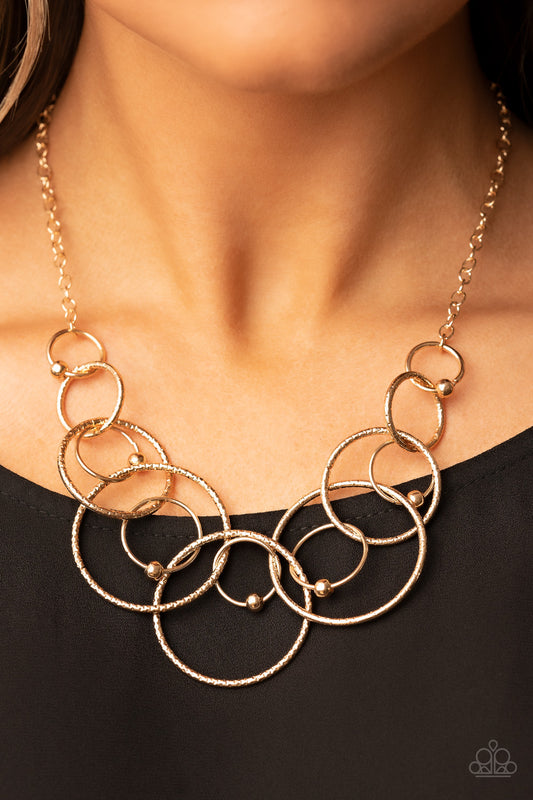 Encircled in Elegance - Gold Circle Short Necklace