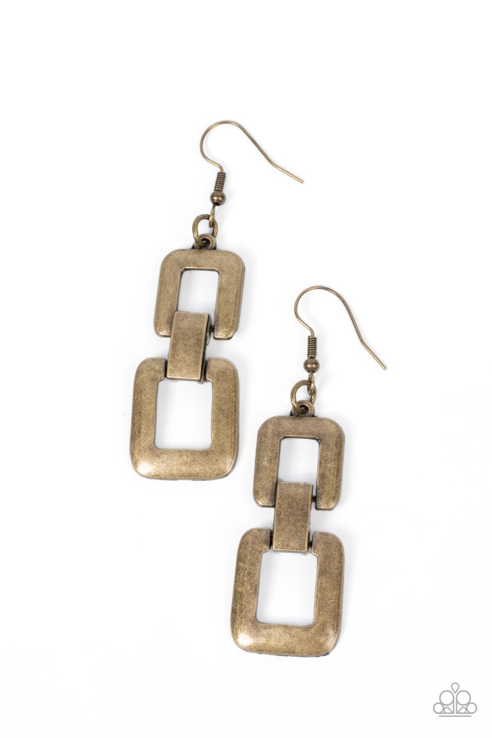 Public Square - Brass Rectangle Fishhook Earrings