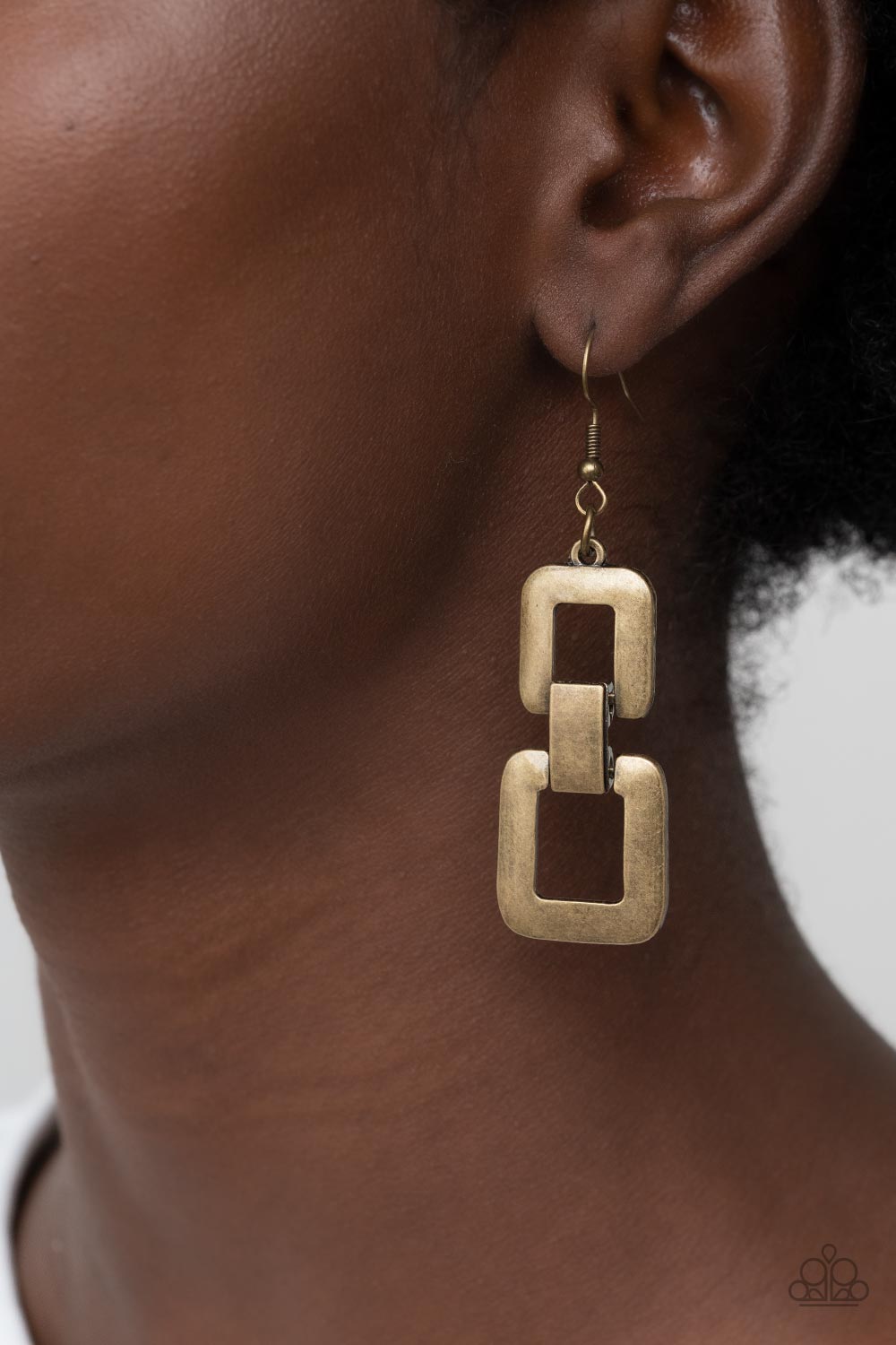 Public Square - Brass Rectangle Fishhook Earrings