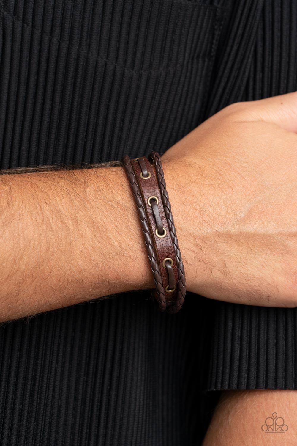 Road Cruise - Brass Brown Leather Urban Wrap Bracelet