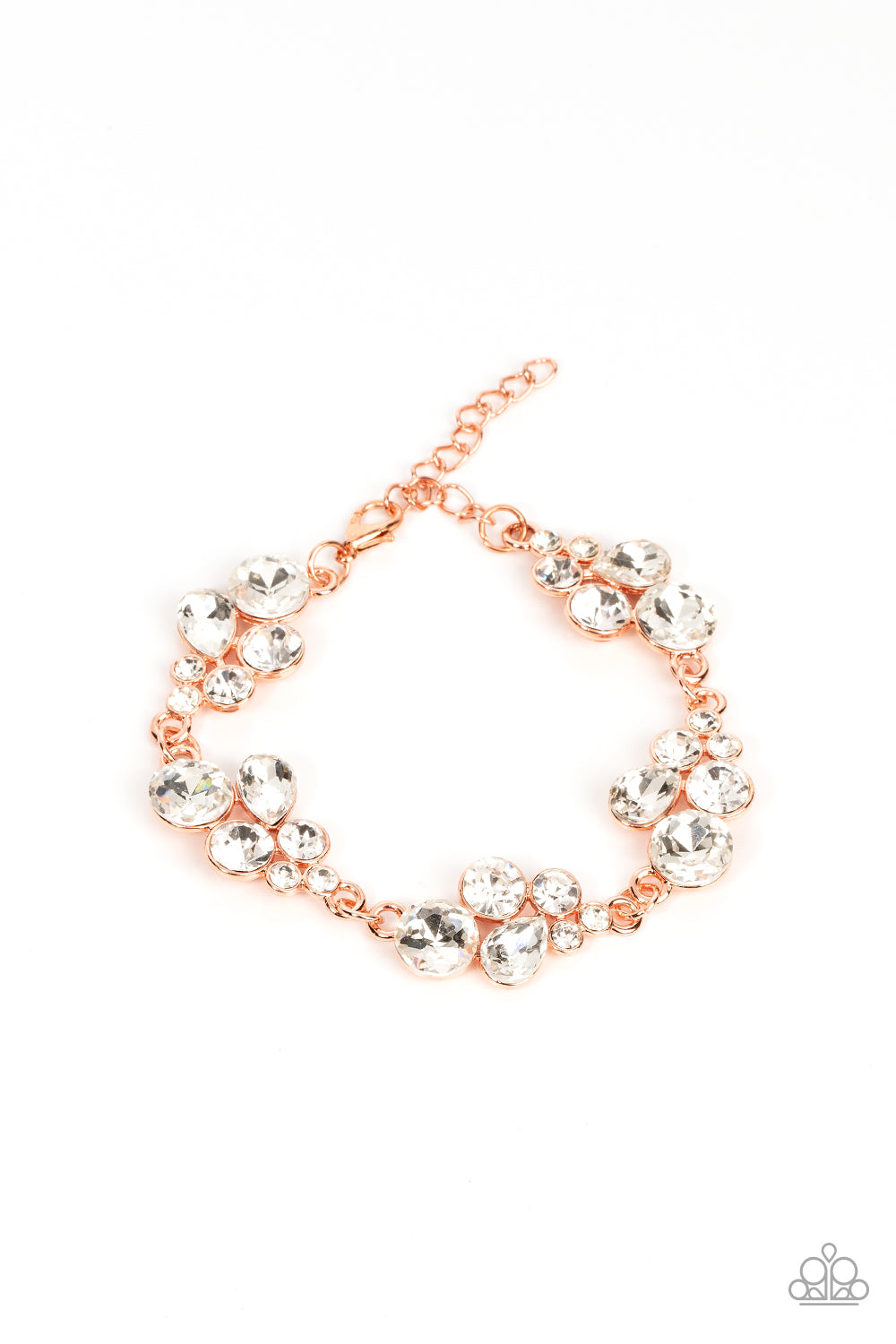 Duchess Dowry - Copper White Rhinestone Clasp Bracelet