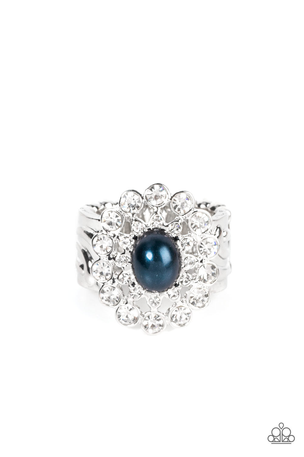 A-list Admirer - Blue Pearl White Rhinestone Silver Ring