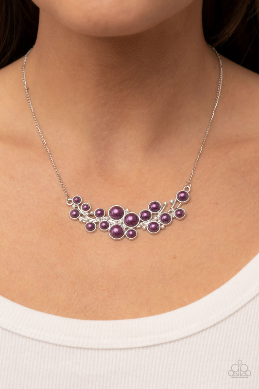 My Yacht or Yours? - Purple Pearl Silver Short Necklace