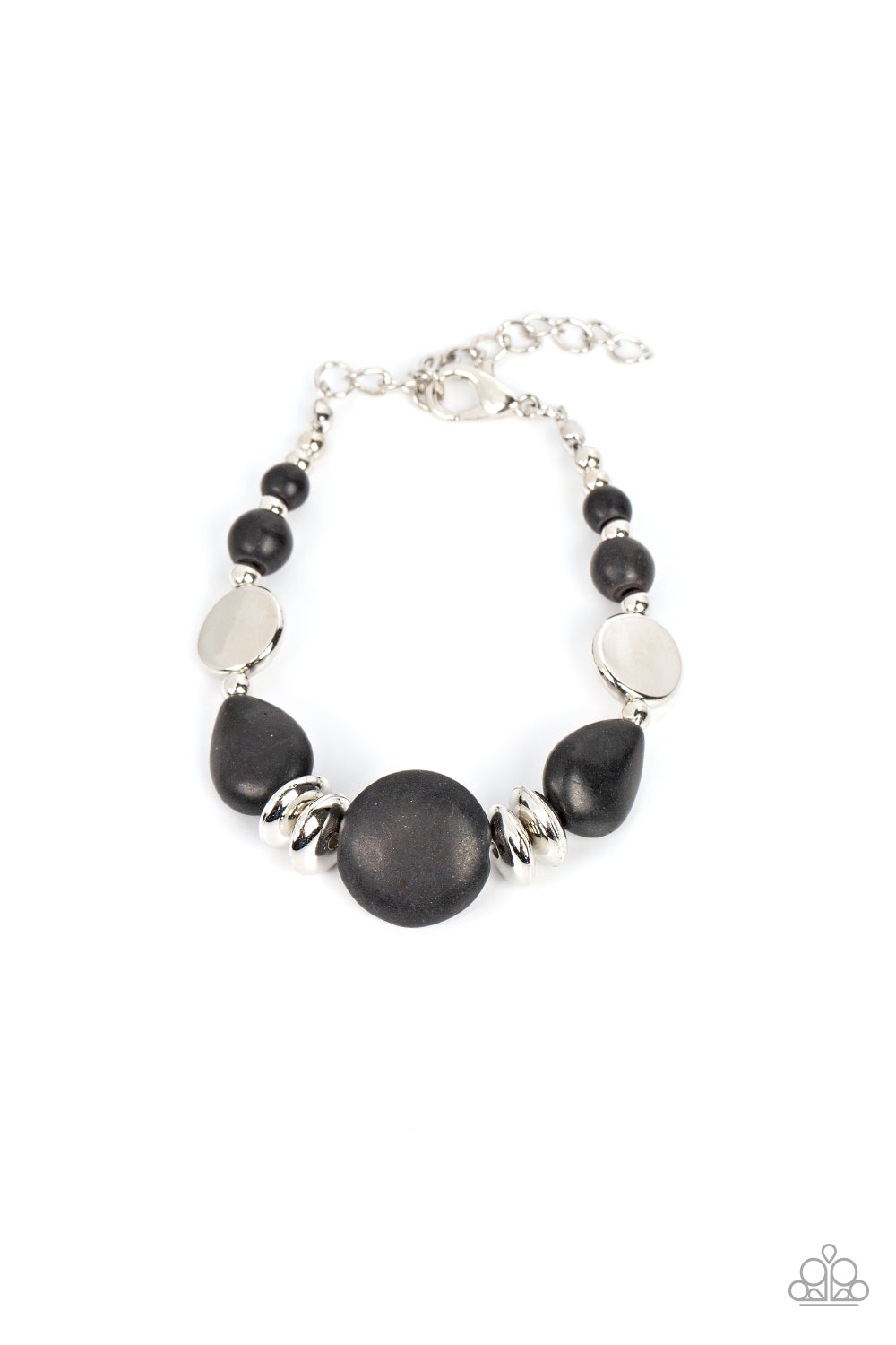 Mesa Vista - Black Crackle Stone Silver Clasp Bracelet