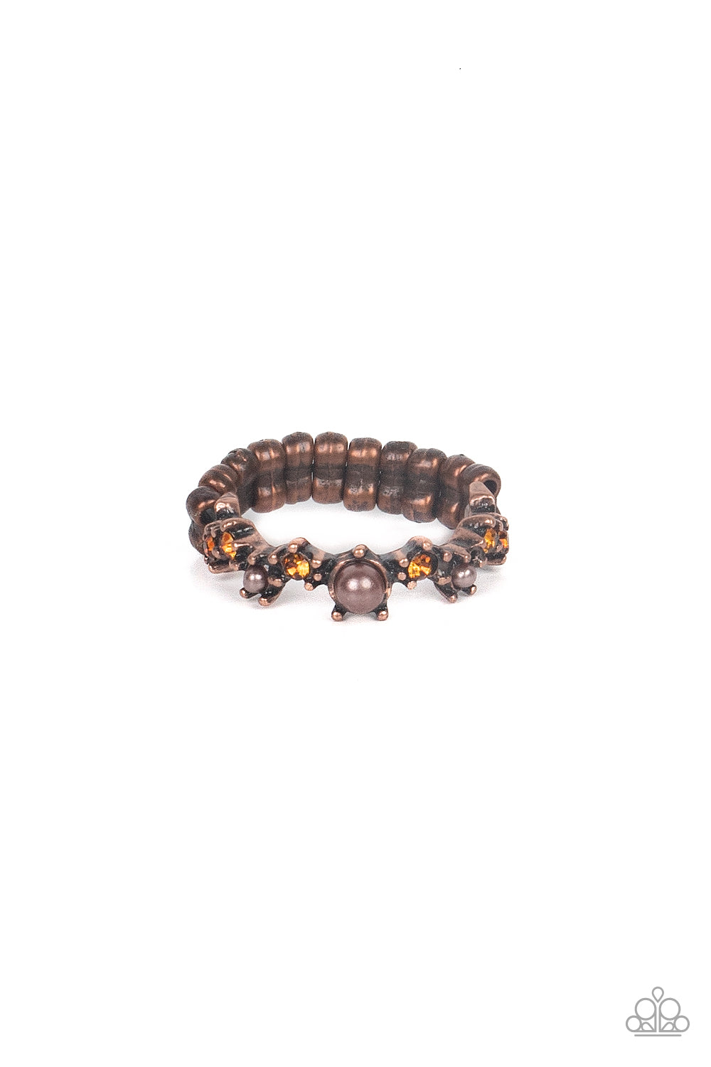 Blissfully Bella - Copper Pearl Topaz Rhinestone Dainty Ring