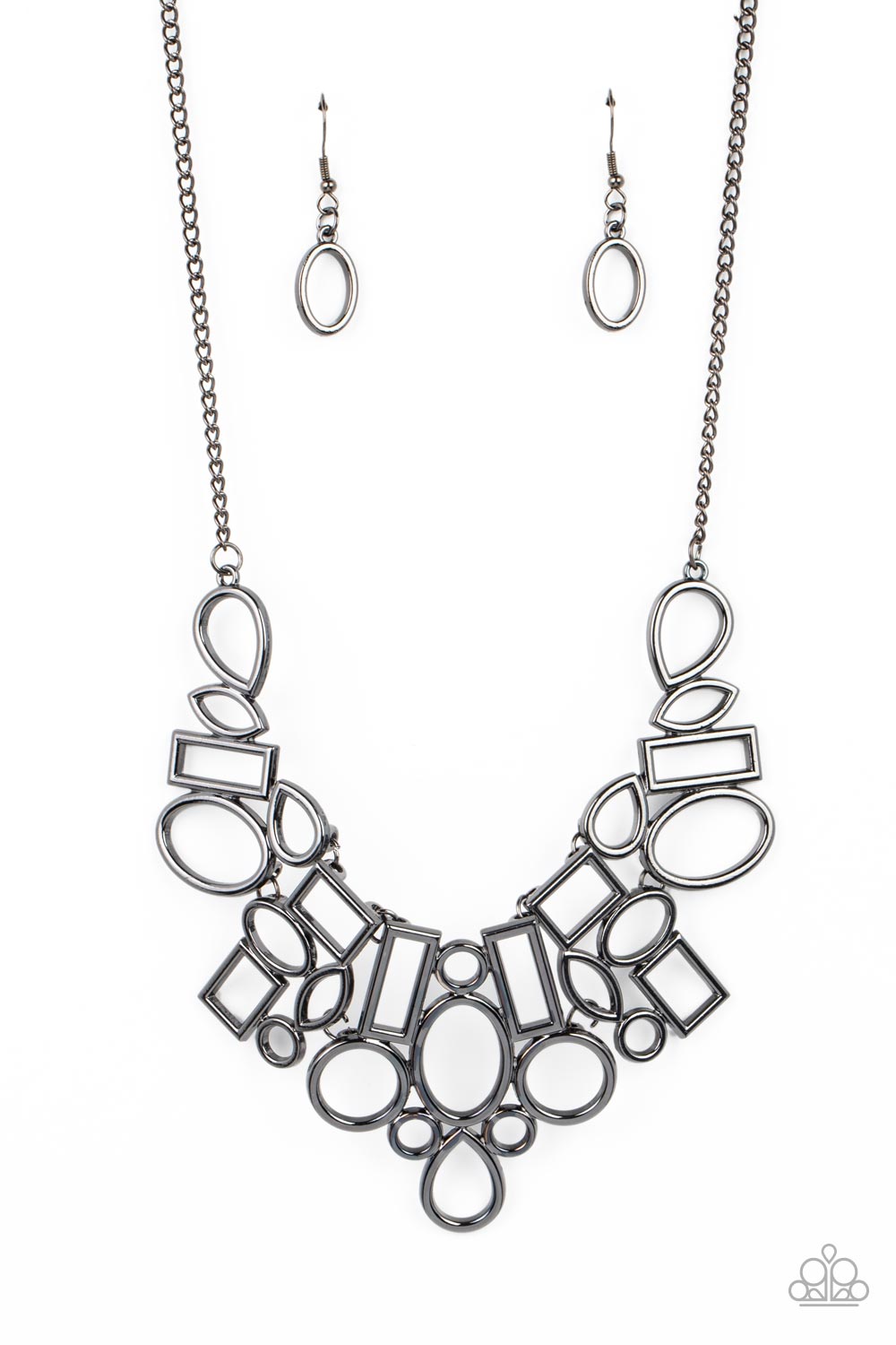 Geometric Grit - Black Gunmetal Geometric Short Necklace