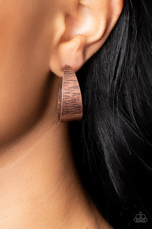 Lecture on Texture - Copper Wide Hoop Post Earrings