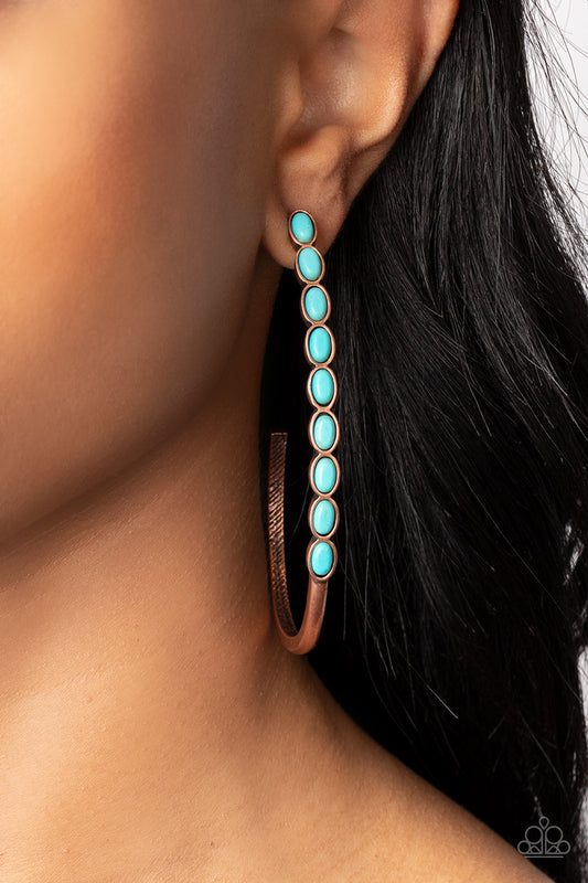 Artisan Soul - Copper Turquoise Stone J Hoop Earrings