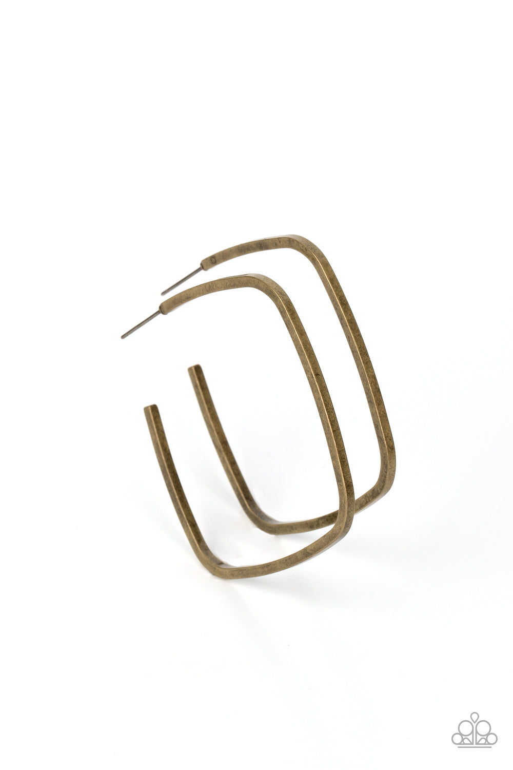 Major Flex - Brass Square Hoop Post Earrings