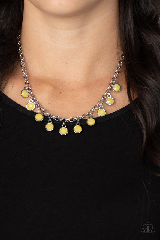 Moonbeam Magic - Yellow Bead Silver Short Necklace