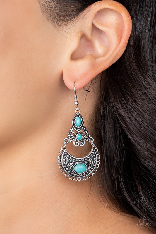 Sahara Samba - Blue Turquoise Silver Fishhook Earrings