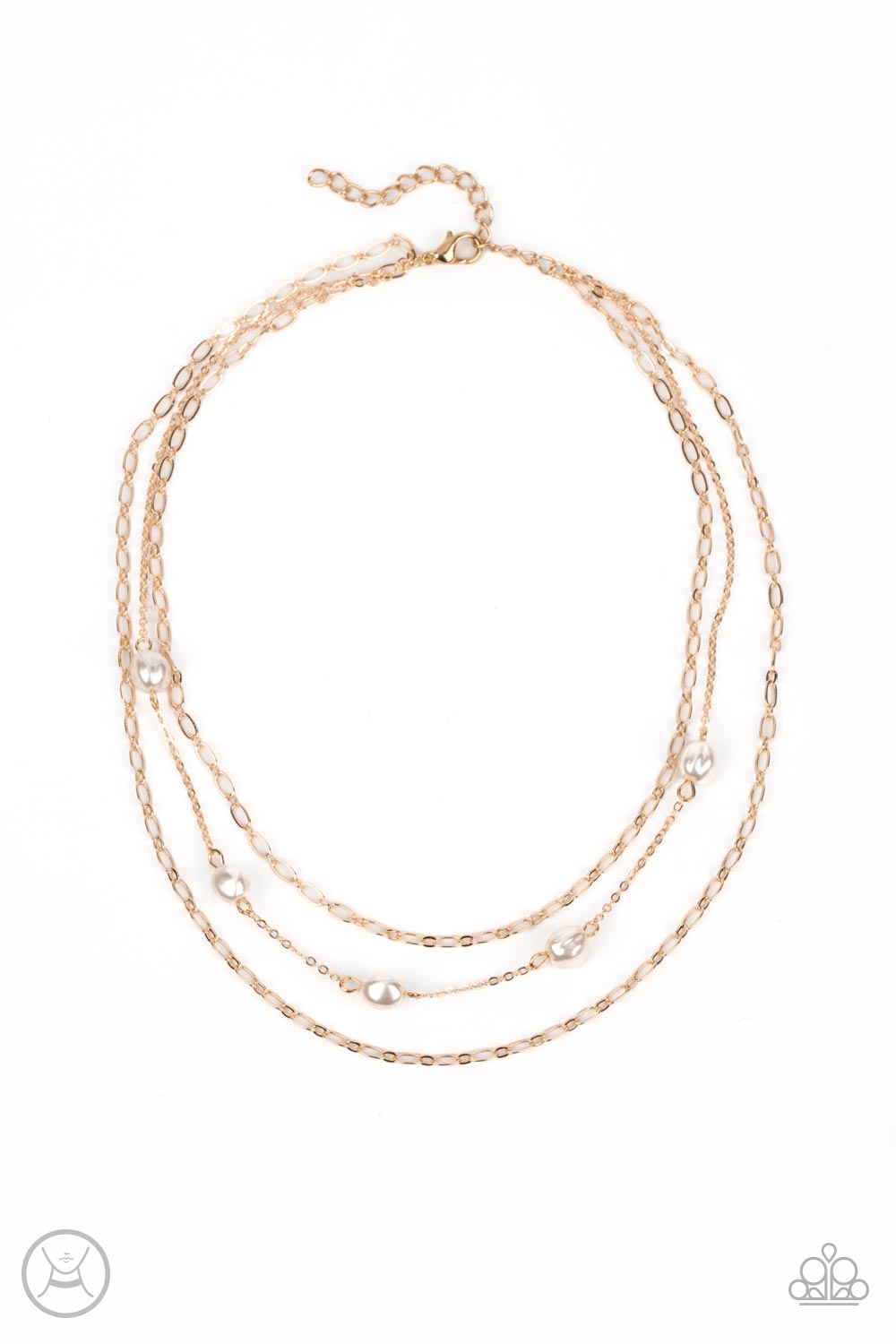 Offshore Oasis - Gold Chain White Pearl Layered Choker Necklace