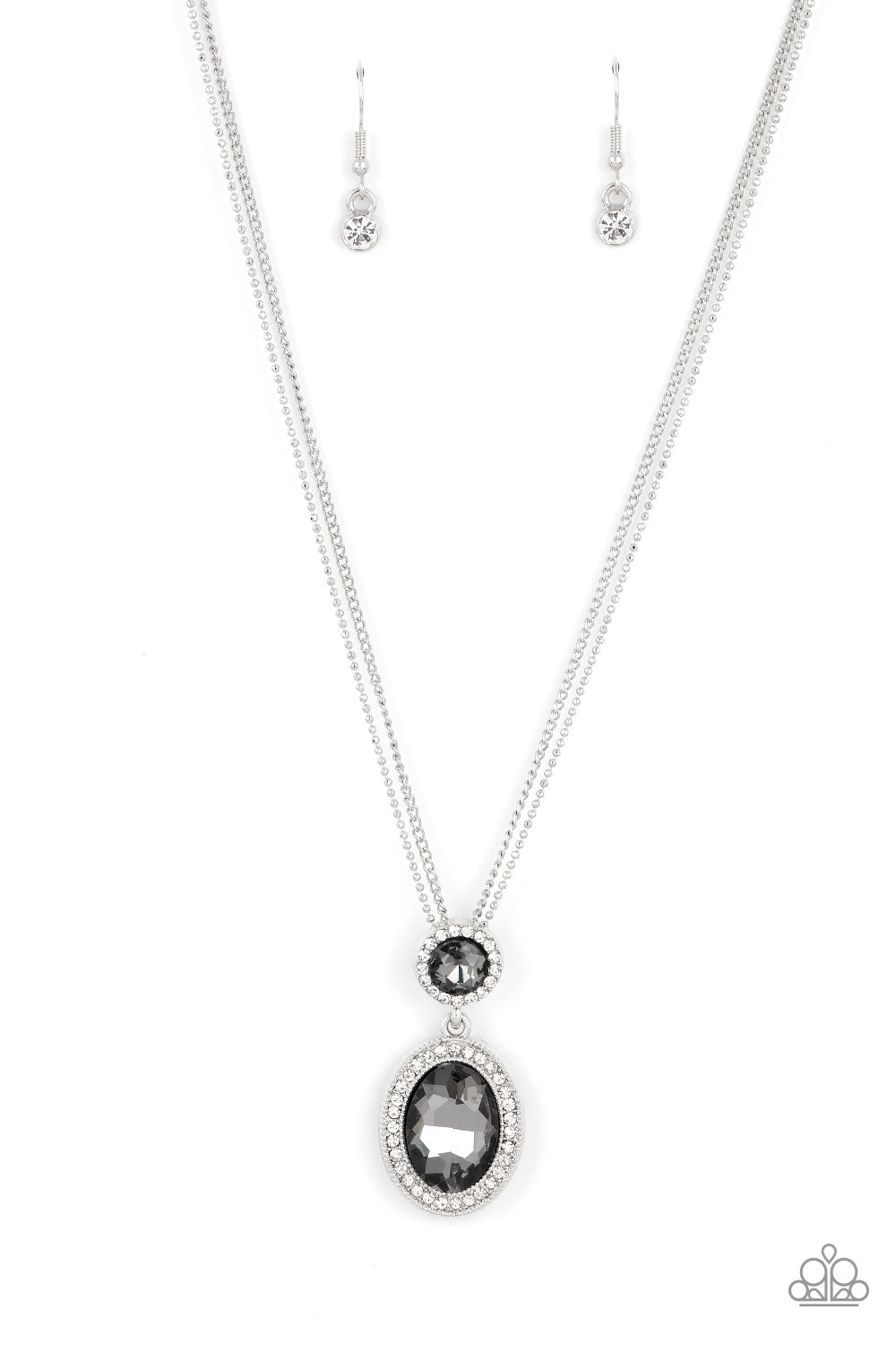 Castle Diamonds - Silver Smoky Gem Short Necklace