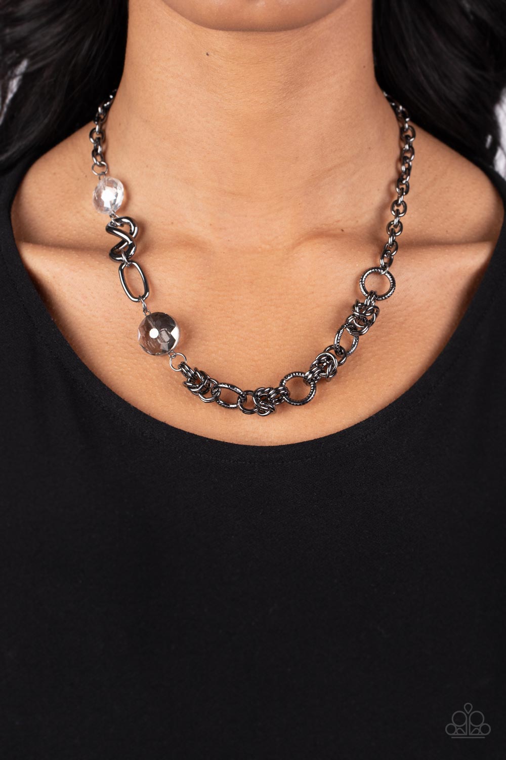 Celestially Celtic - Black Gunmetal Crystal Short Necklace