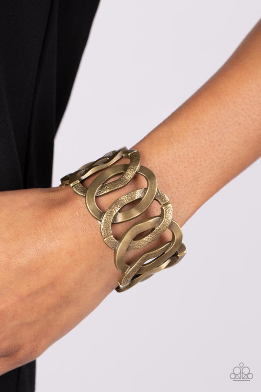 Industrial Indulgence - Brass Oval Stretchy Bracelet