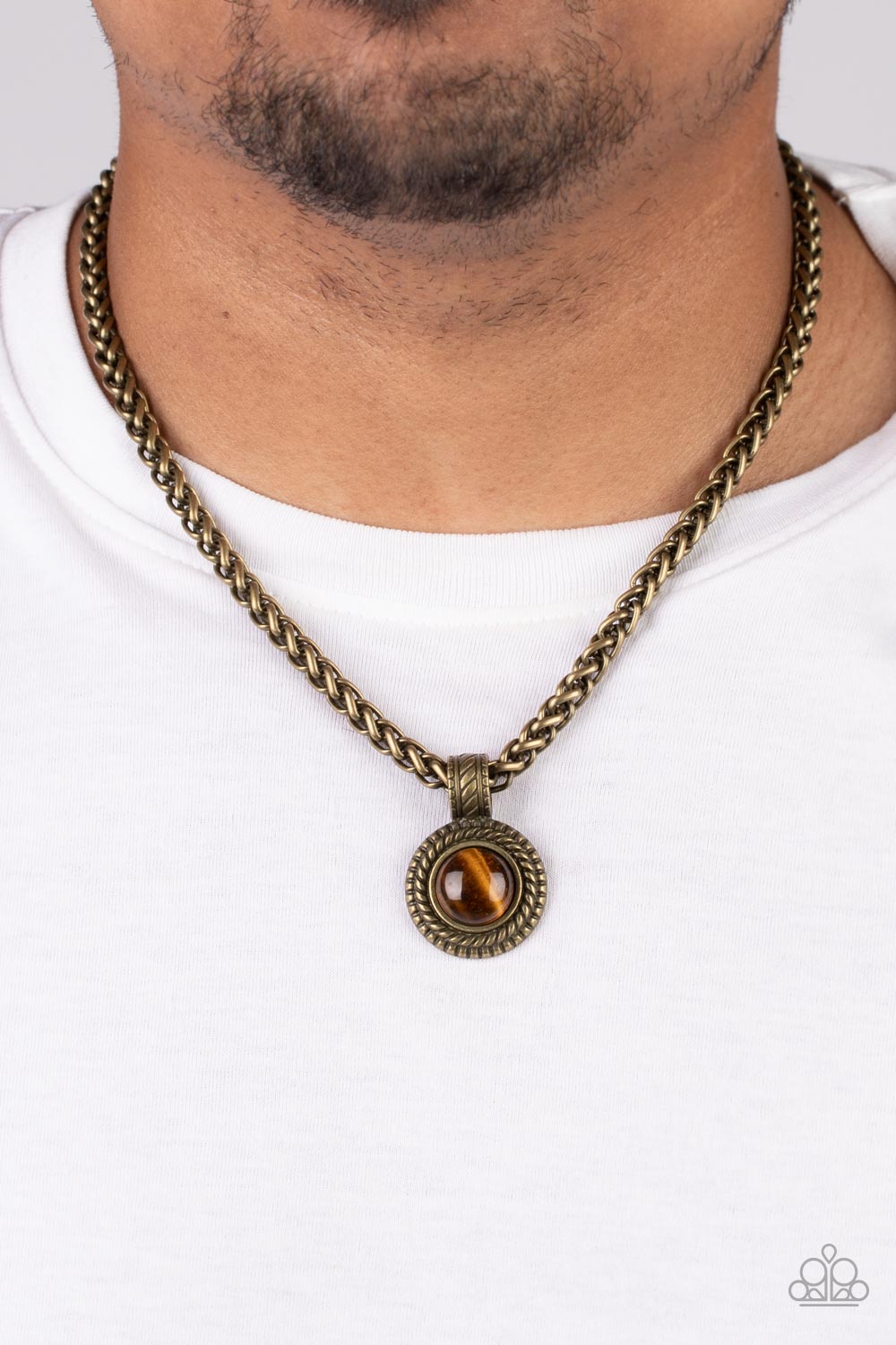 Pendant Dreams - Brass Frame Tiger's Eye Urban Necklace