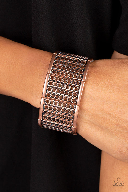 Camelot Couture - Copper Mesh Link Stretchy Bracelet