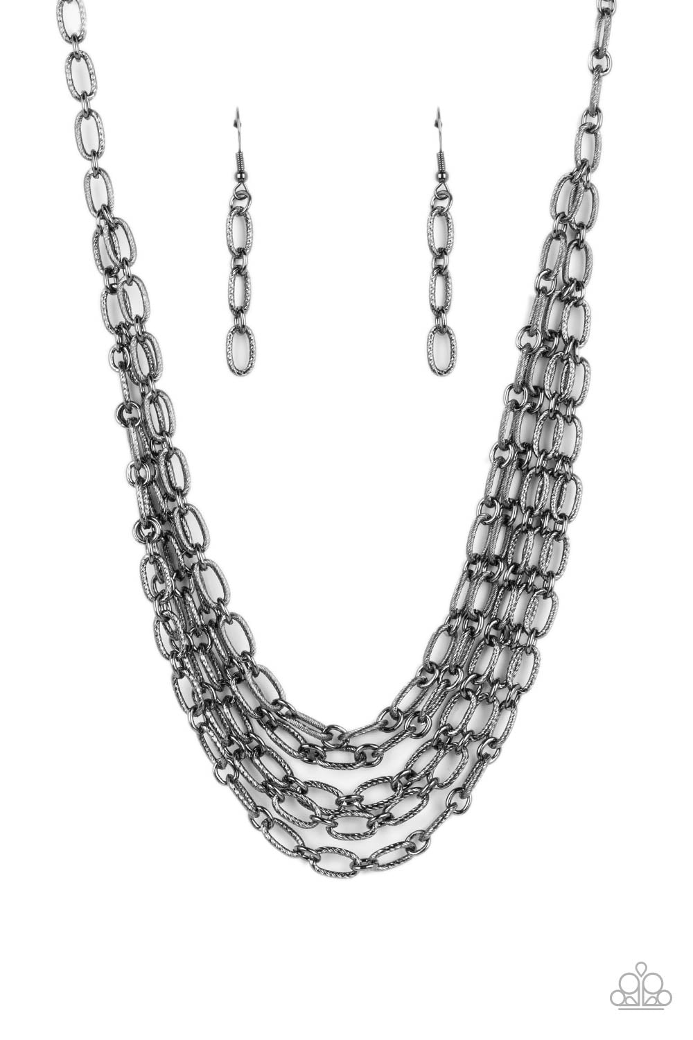 House of CHAIN - Black Gunmetal Layered Short Necklace