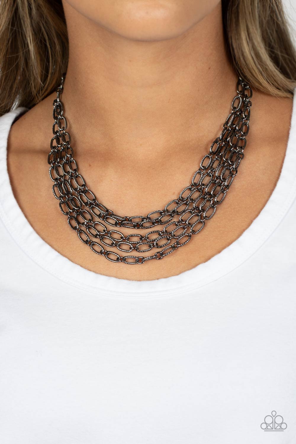 House of CHAIN - Black Gunmetal Layered Short Necklace