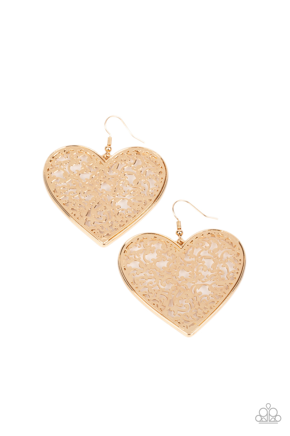 Fairest in the Land - Gold Filigree Heart Fishhook Earrings