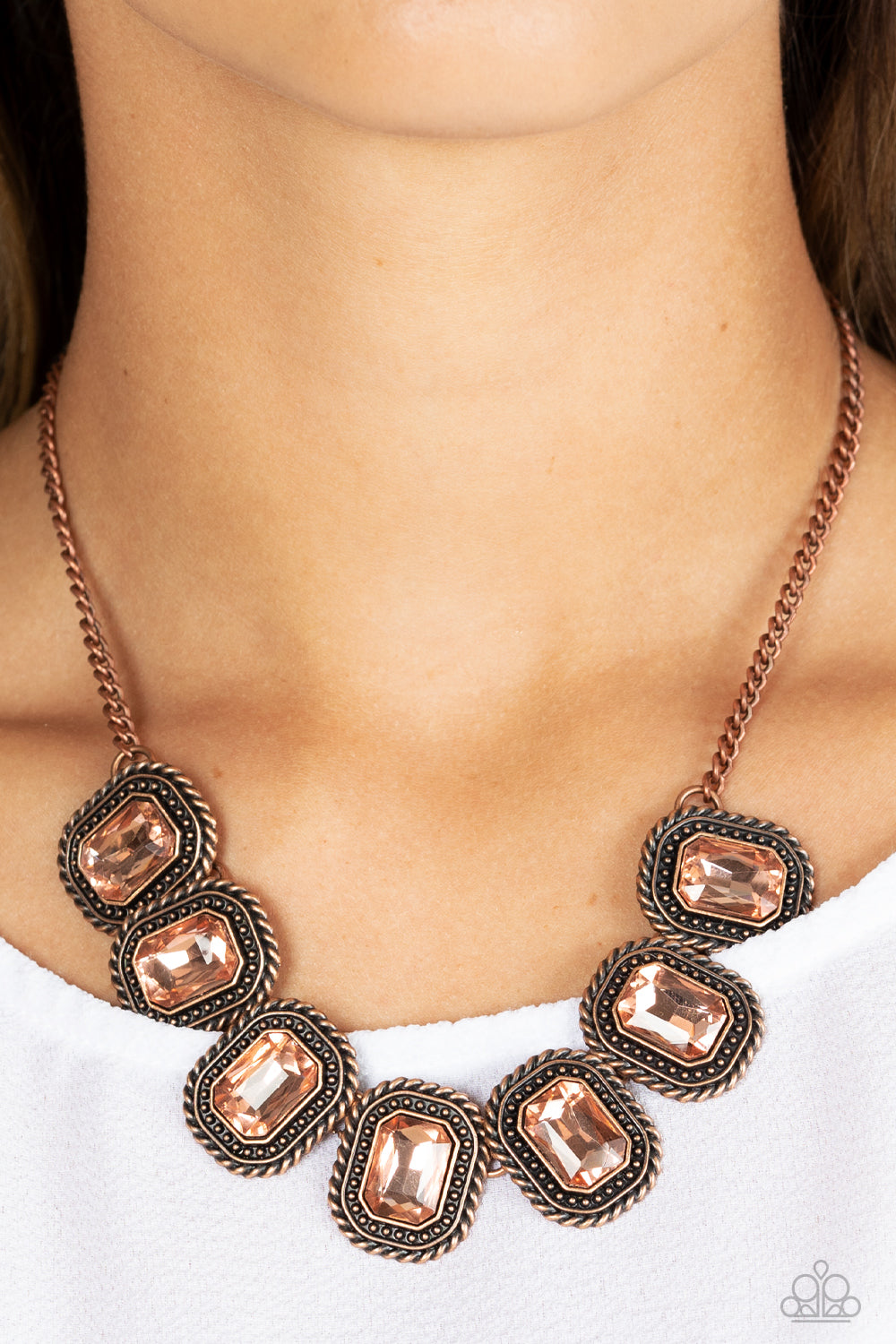 Iced Iron - Copper Gem Short Necklace