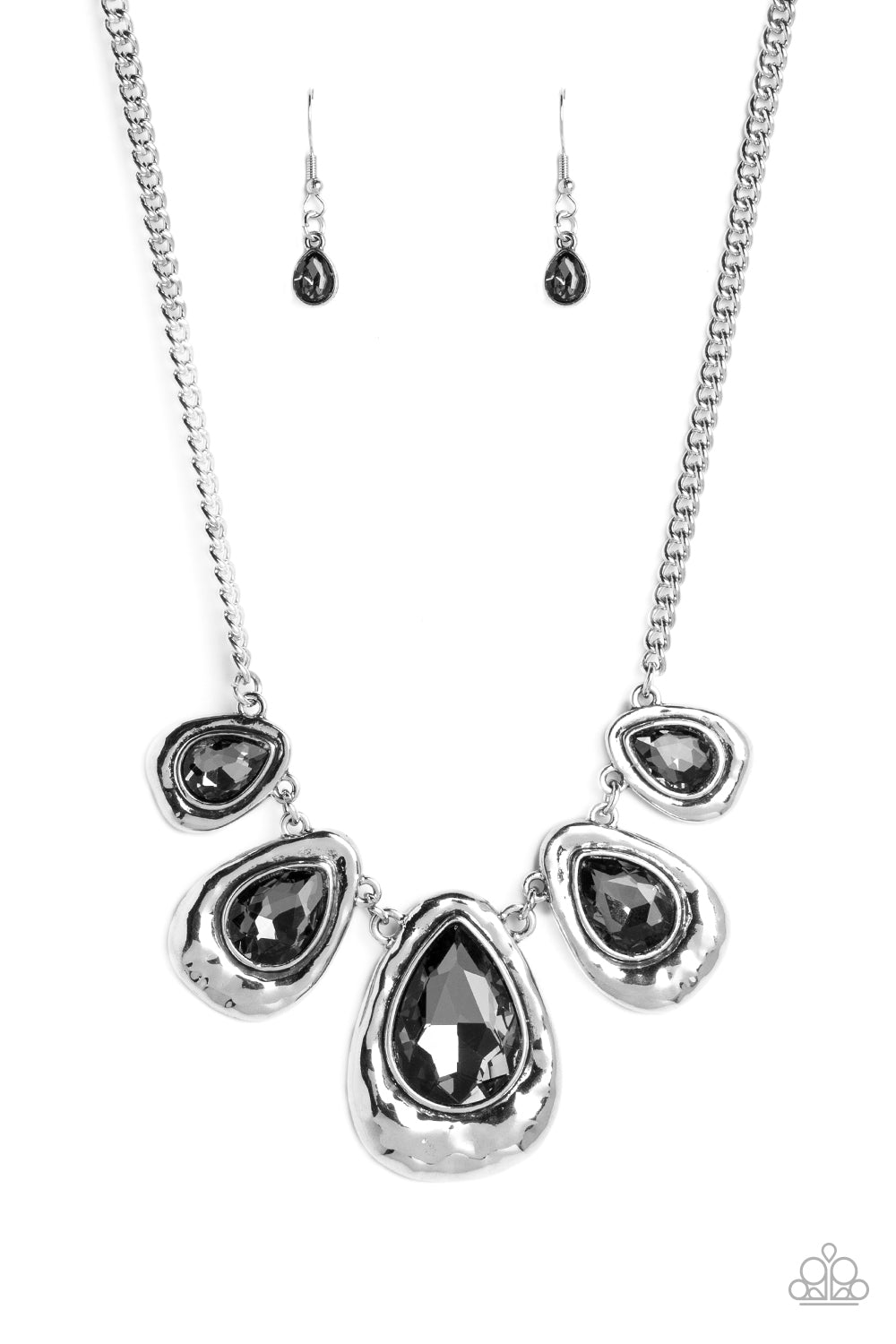 Formally Forged - Silver Smoky Gem Silver Short Necklace