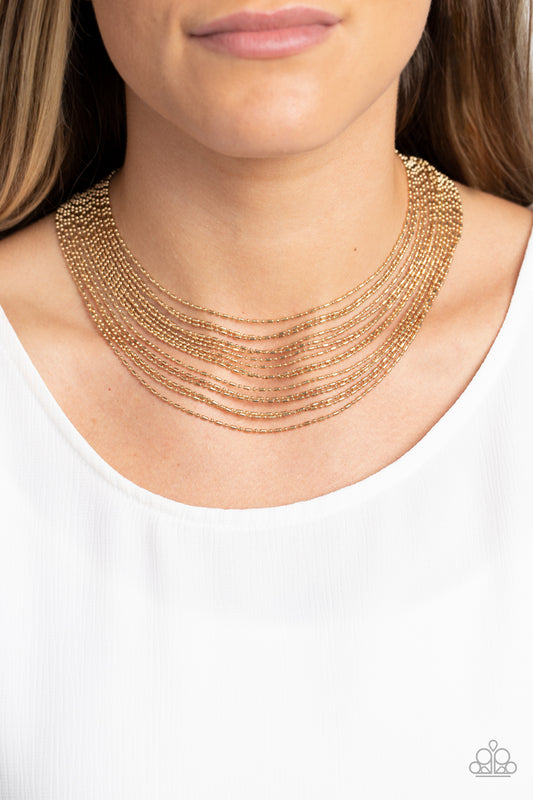 Cascading Chains - Gold Layered Chains Short Necklace