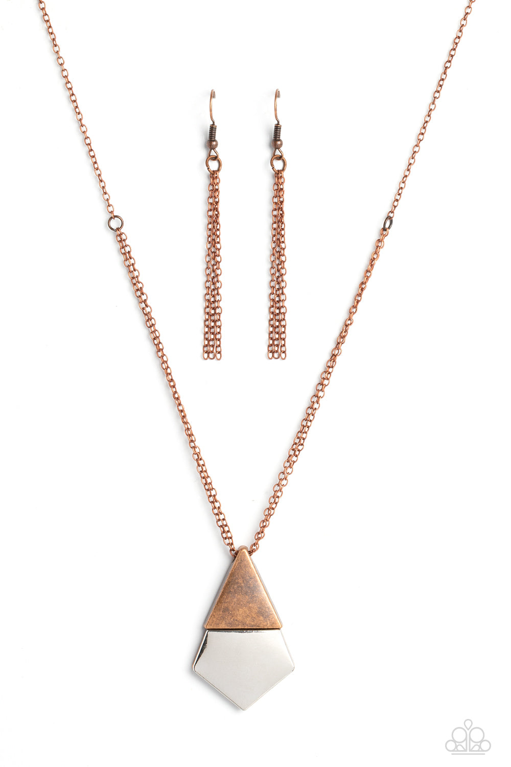 Posh Pyramid - Copper Silver Mixed Metal Short Necklace