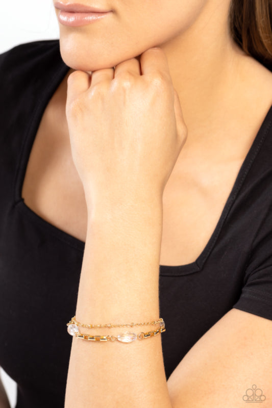 Business Brunch - Gold Chain White Crystal Clasp Bracelet