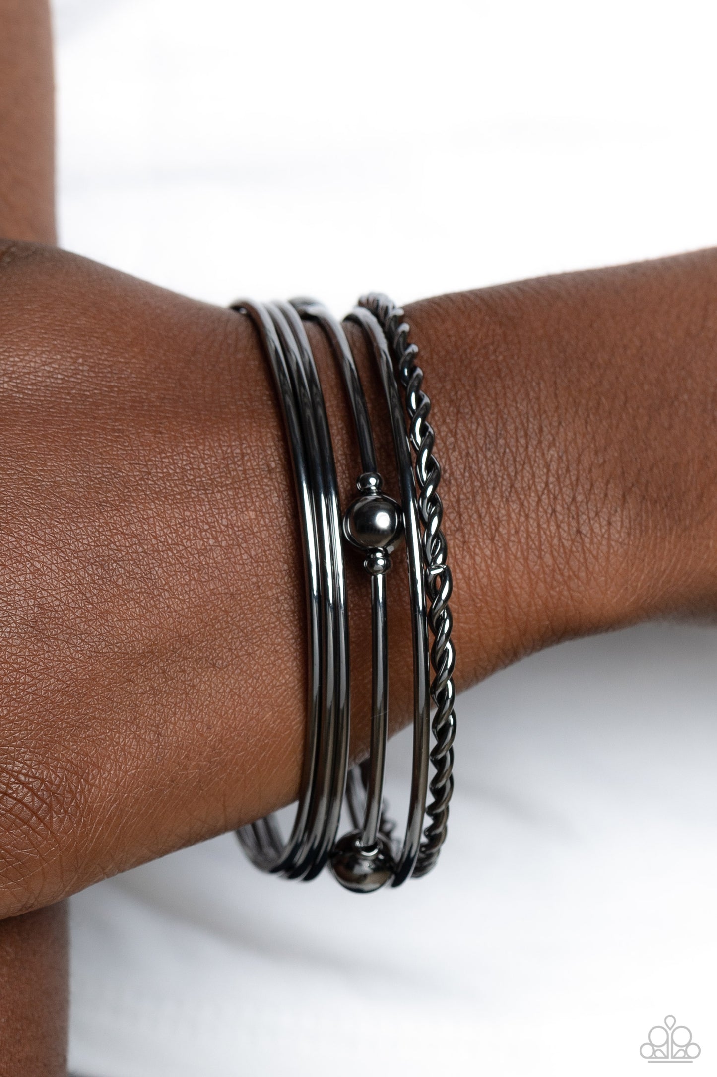 Lost and Found - Black Gunmetal Bangle Bracelet Set