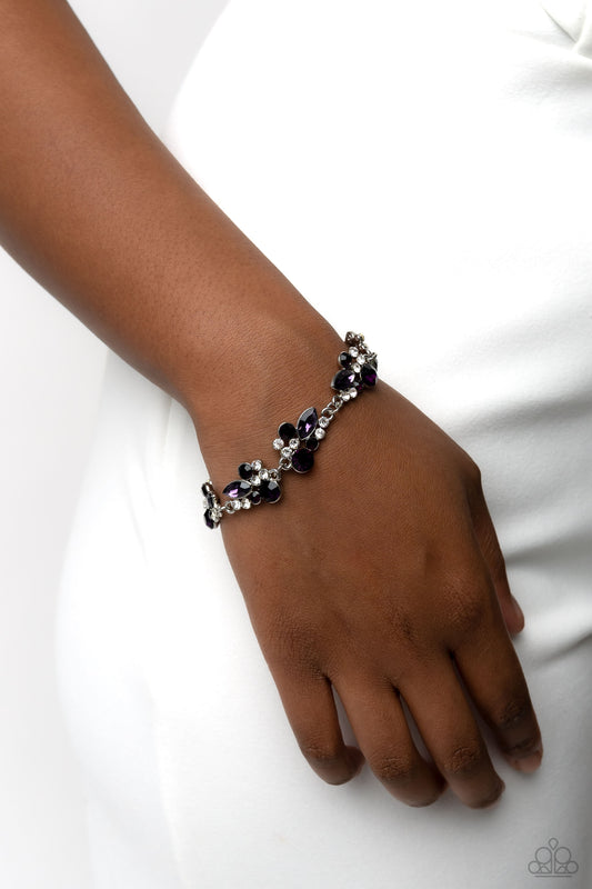 Poolside Perfection - Purple and White Rhinestone Silver Clasp Bracelet