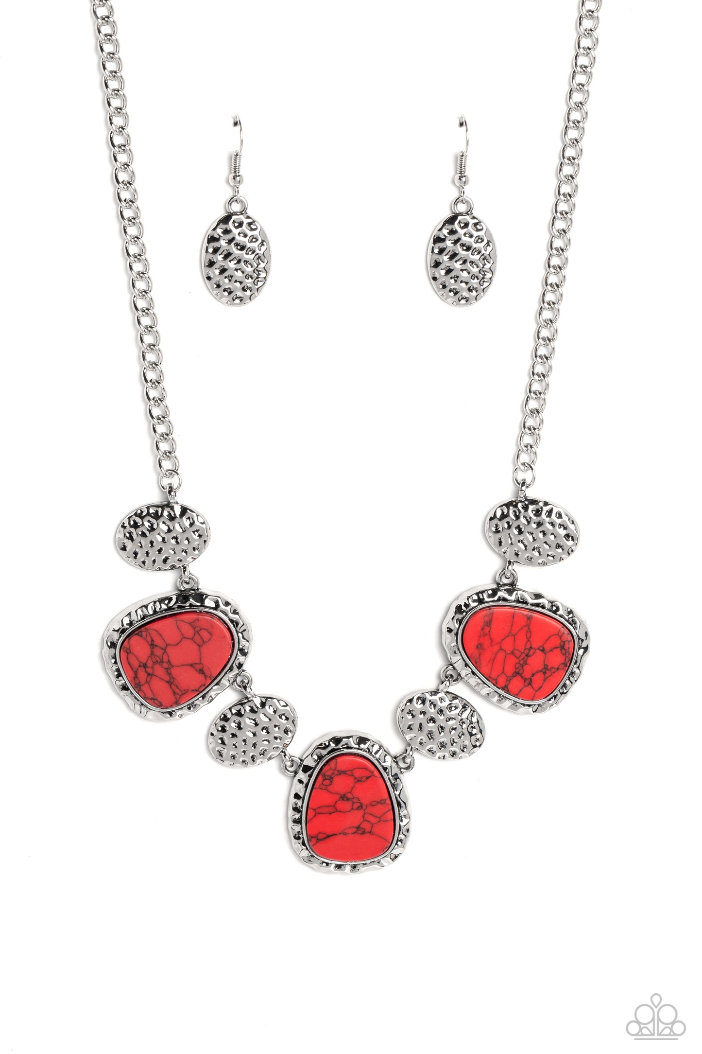 Badlands Border - Red Stone Silver Short Necklace