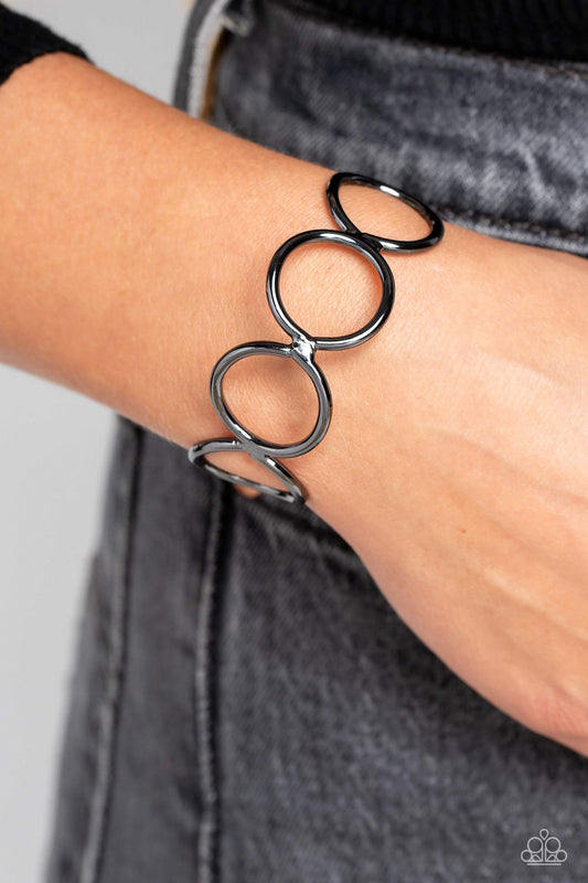 Socialite Sheen - Black Gunmetal Circle Cuff Bracelet