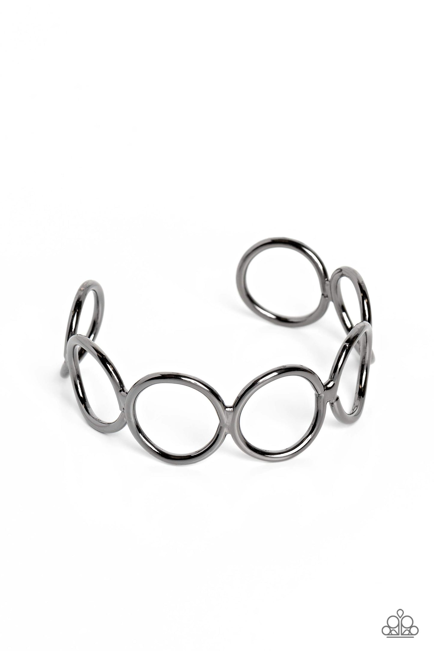 Socialite Sheen - Black Gunmetal Circle Cuff Bracelet