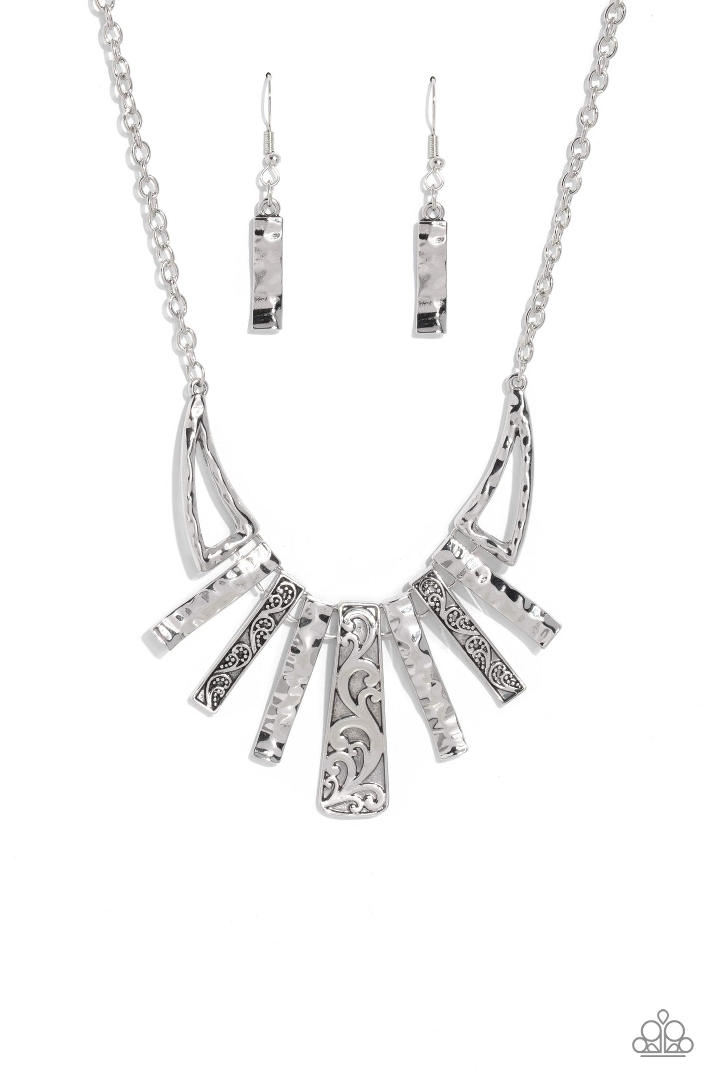 Paisley Pastime - Silver Bar Fringe Short Necklace