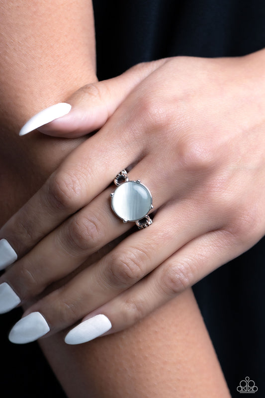 Upper Class Uniform - White Cat's Eye Silver Ring