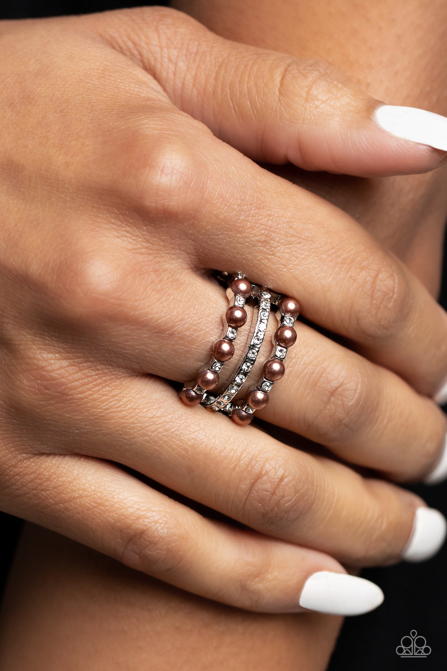 Really Bubbly - Brown Pearl Silver Ring