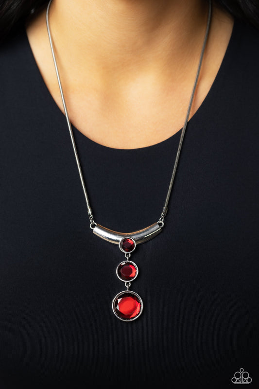 Alluring Andante - Red Gem Silver Short Necklace