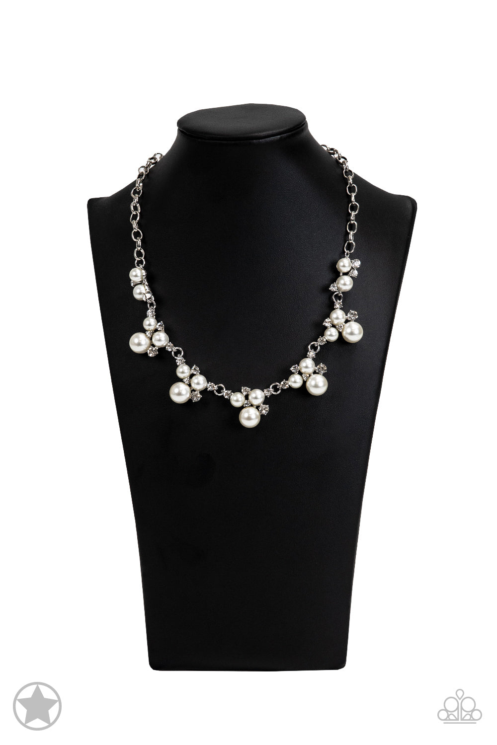 Toast to Perfection - White Rhinestone and Pearl Necklace - Blockbuster